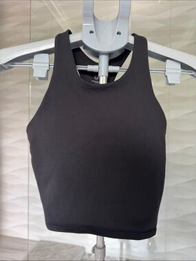 Athleta Girls black Racerback Tank Top built in bra Large 12